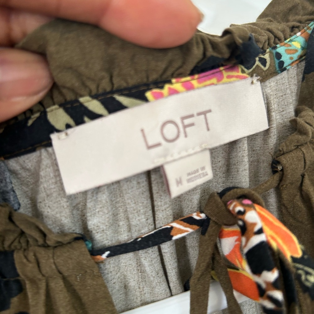 LOFT Olive and Multicolor Floral Dress - Picture 8 of 8